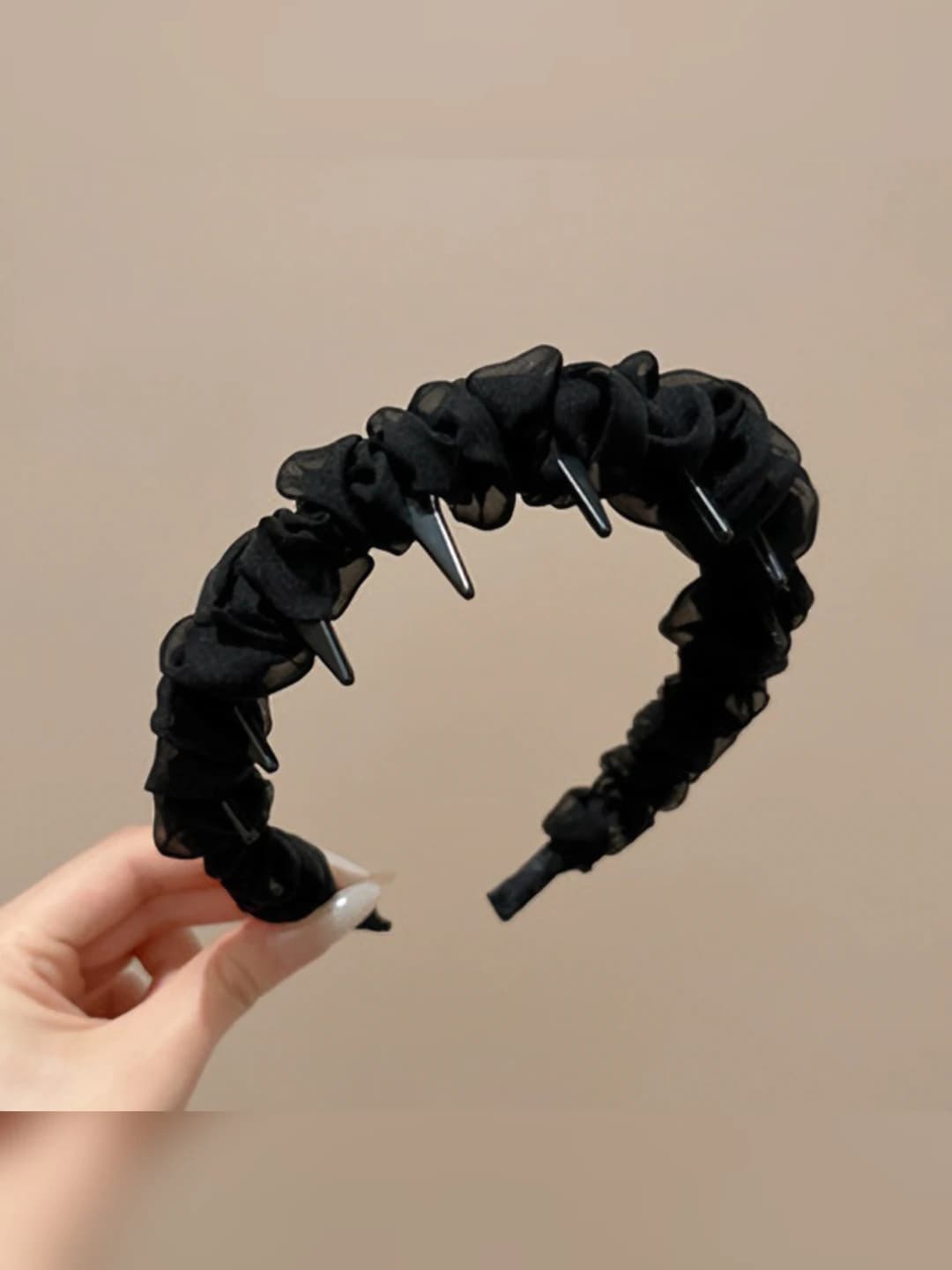 Black ruffled gauze