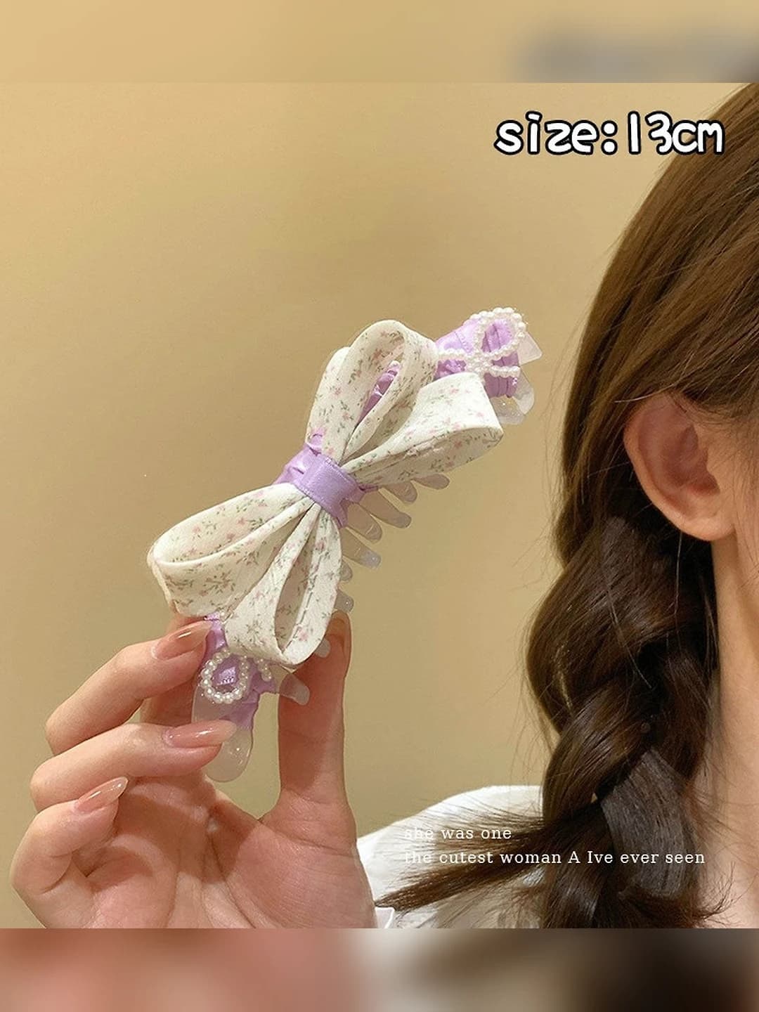 3# Purple floral banana clip approx 13 cm