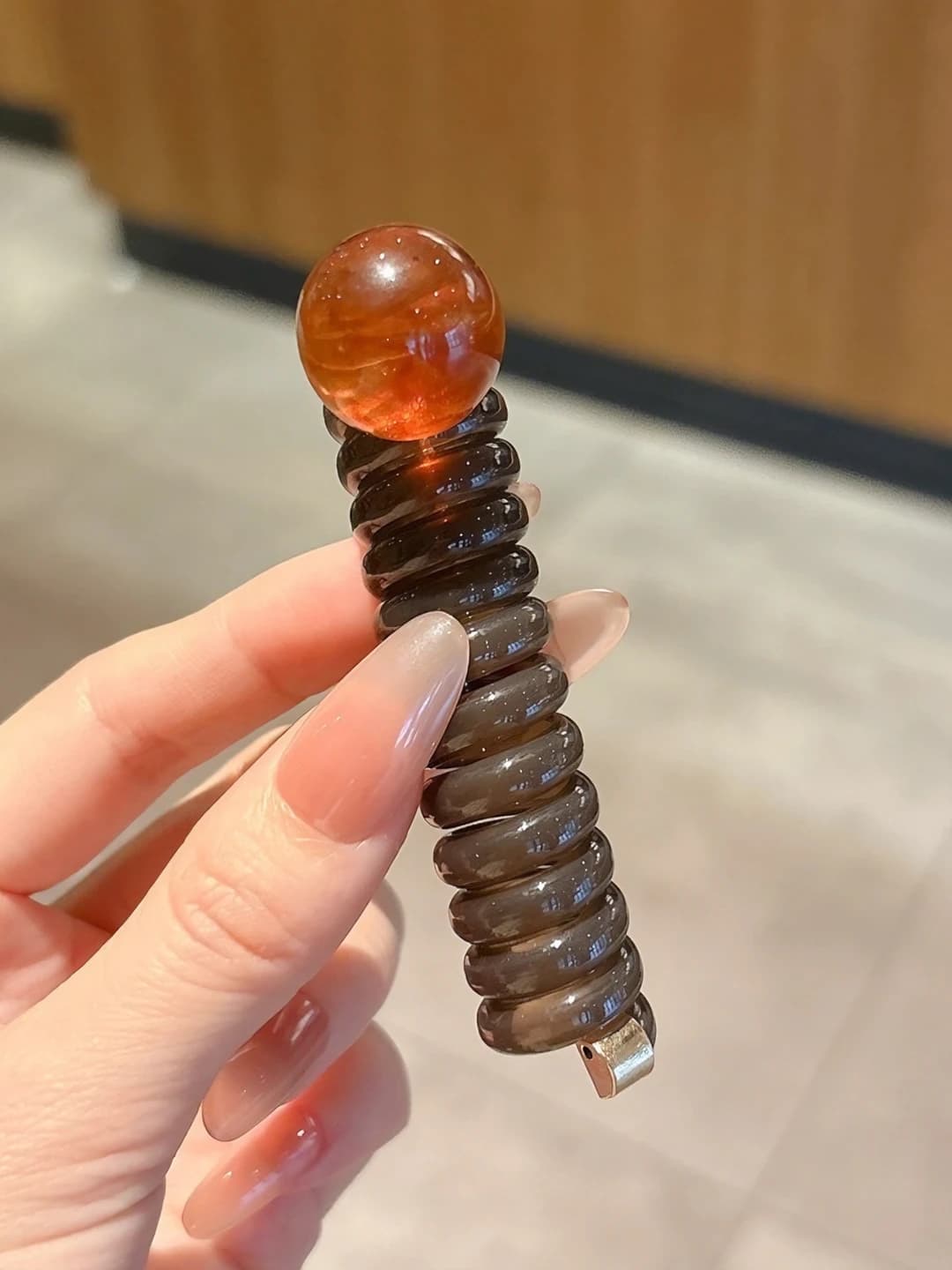 Coffee, telephone cord, caramel pearls