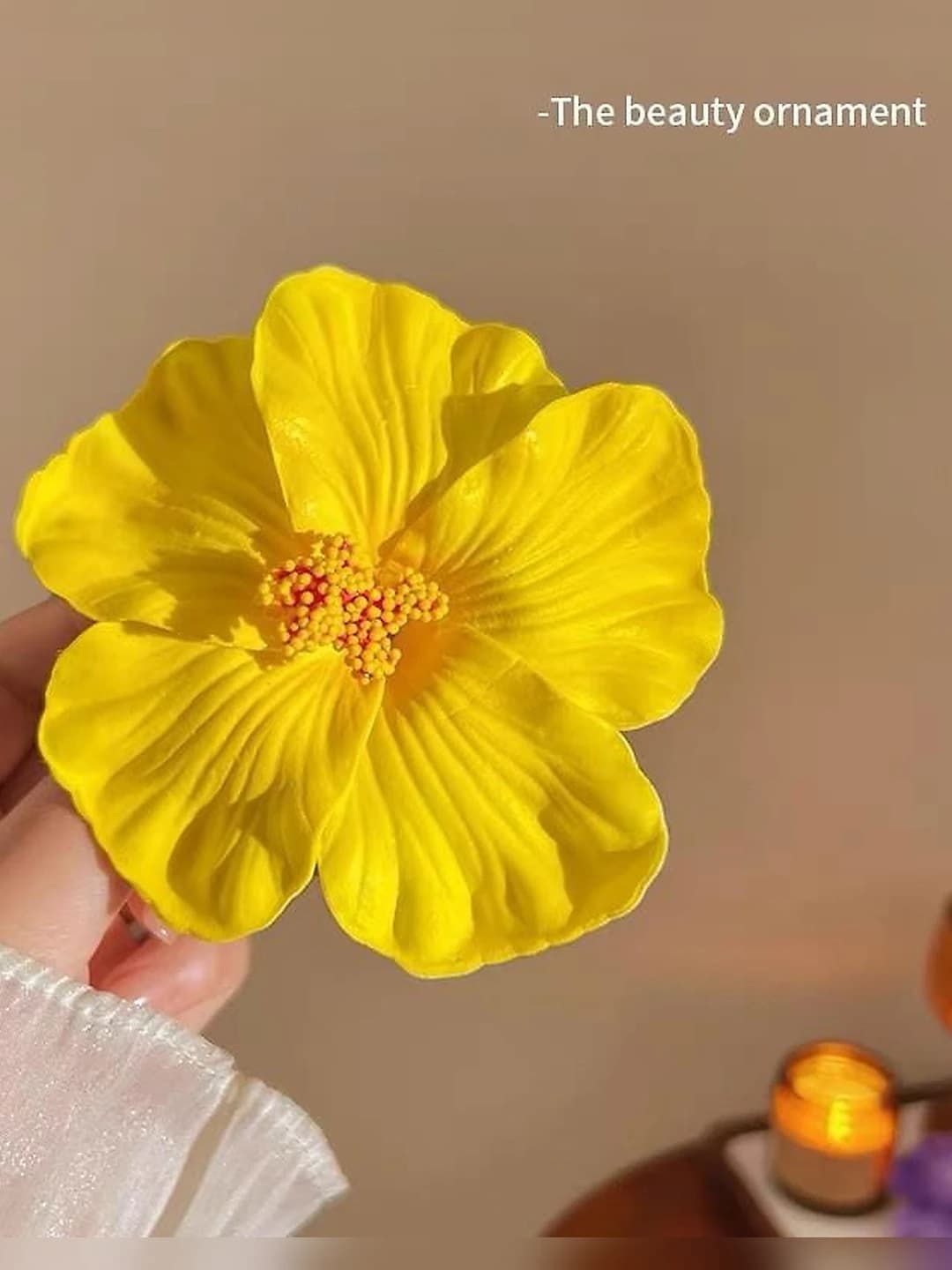6# Sariq plumeriya guli soch qisqich ~10cm
