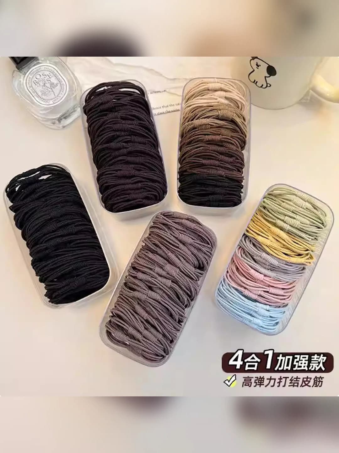 Women's Korean style stretch hair ties, telephone cord, handmade, round and polka dot design