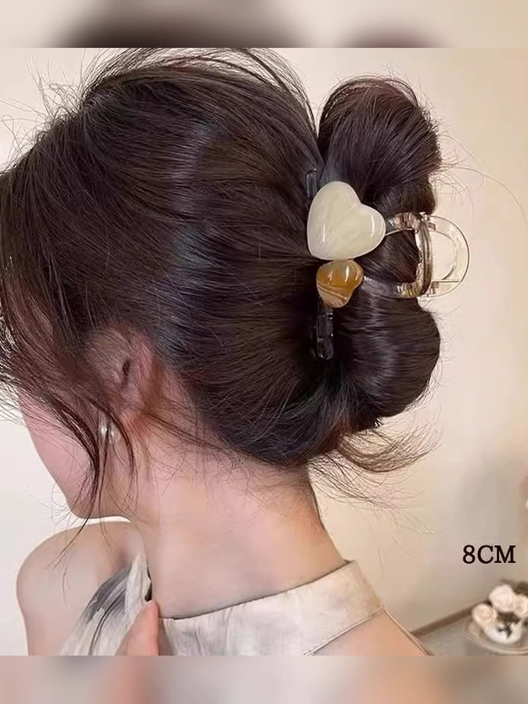 9# (Средний) Кофейный прозрачный сердечко зажим 8cm