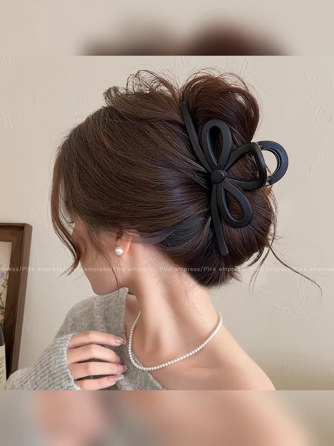3# Black bow clip ~13 cm