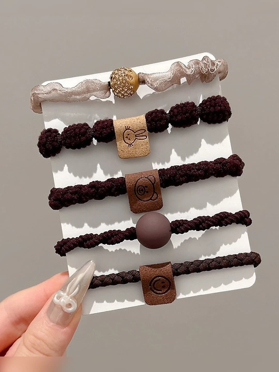 11# Dark coffee bunny 5 pcs set # approx 6 cm