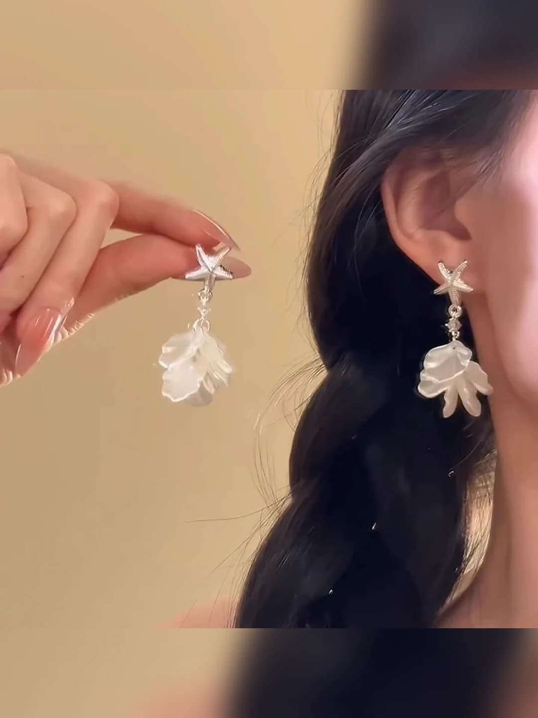 1#0303 floral and star ear hook, 4.5 cm