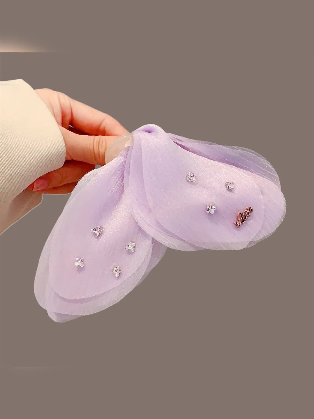 2# Светло-фиолетовый тюль бабочка зажим (база 12.5cm бабочка 15cm)