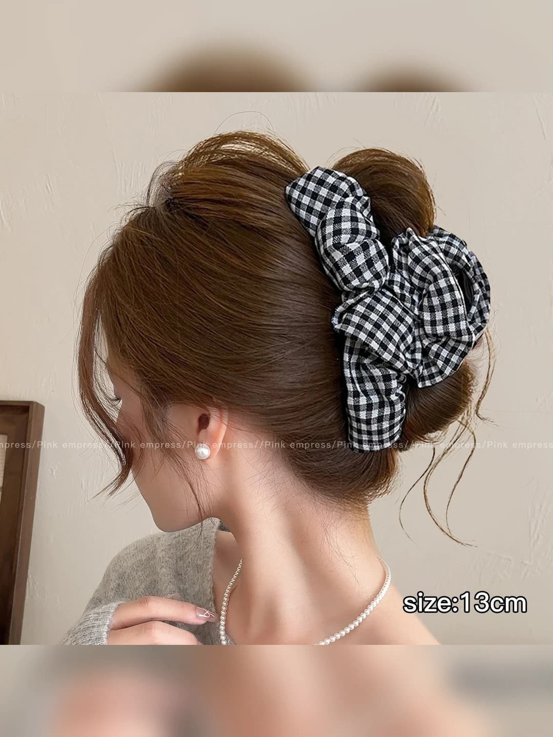 1# Black & white plaid ruffle ~13cm