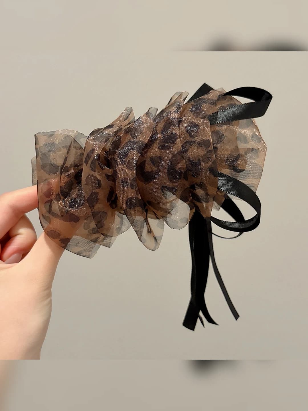 2# Brown leopard banana clip (approx. 13 cm)