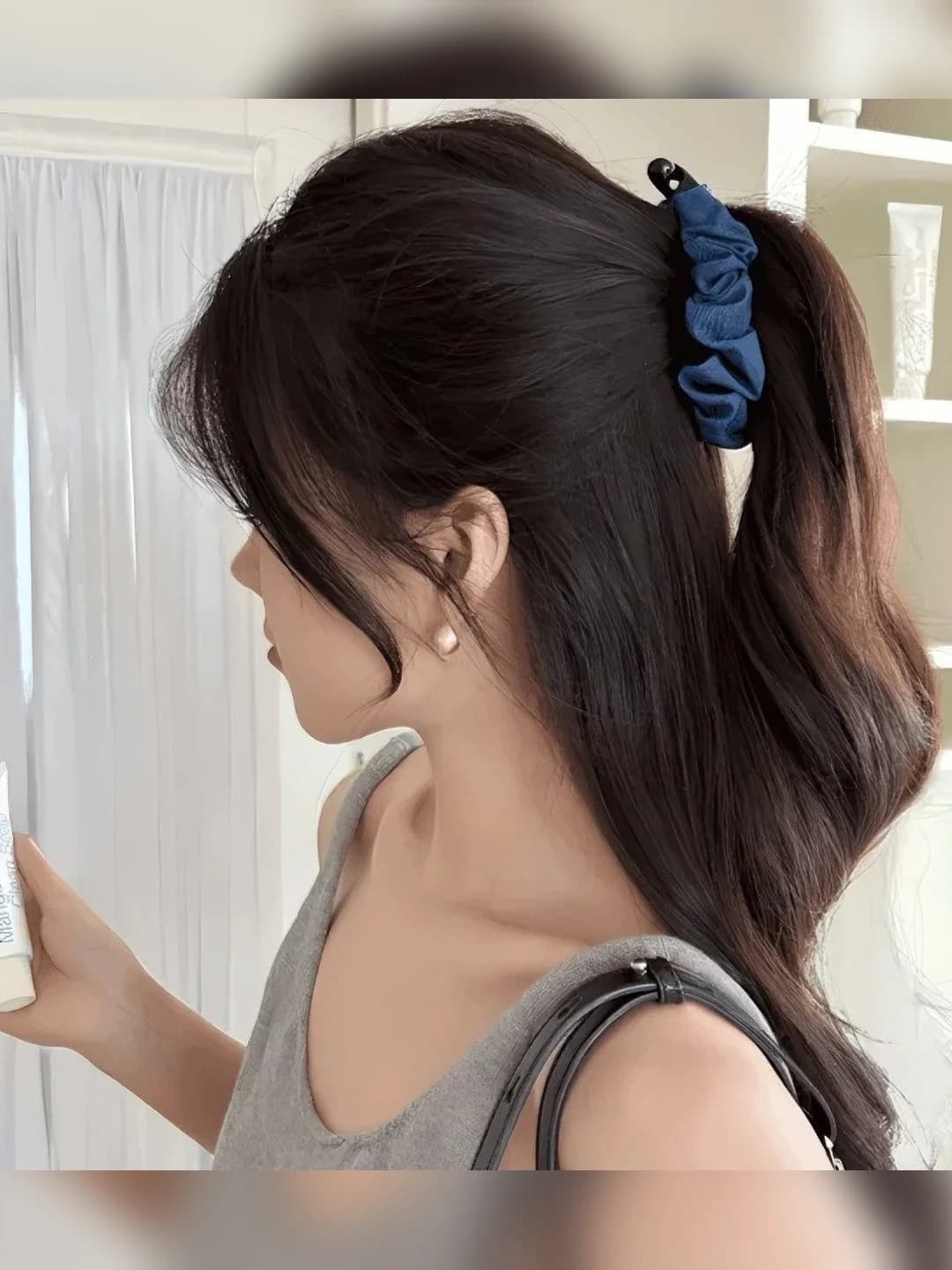 Navy, banana clip, 9.5 cm
