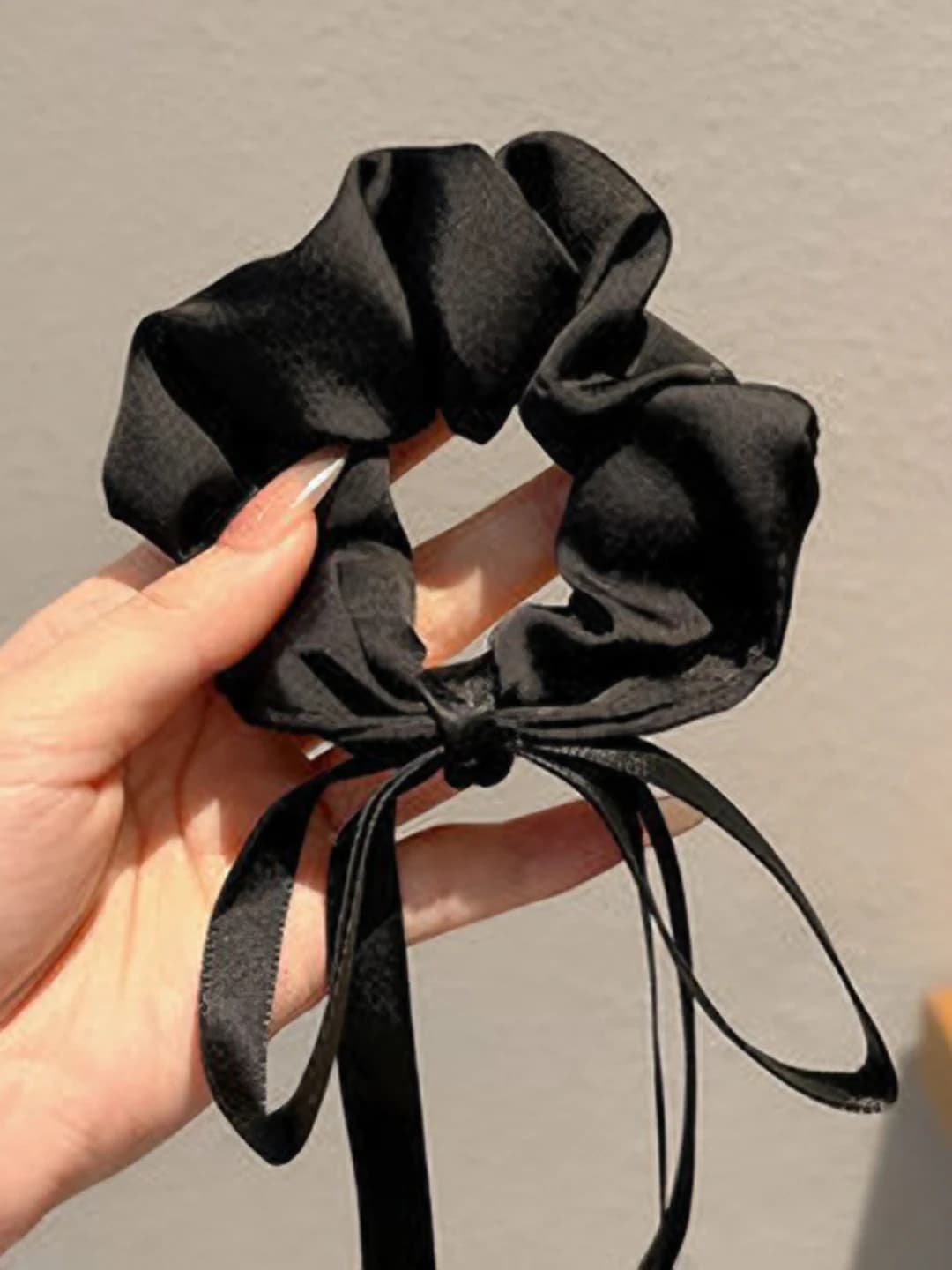 9# Black ribbon ring - 9 cm