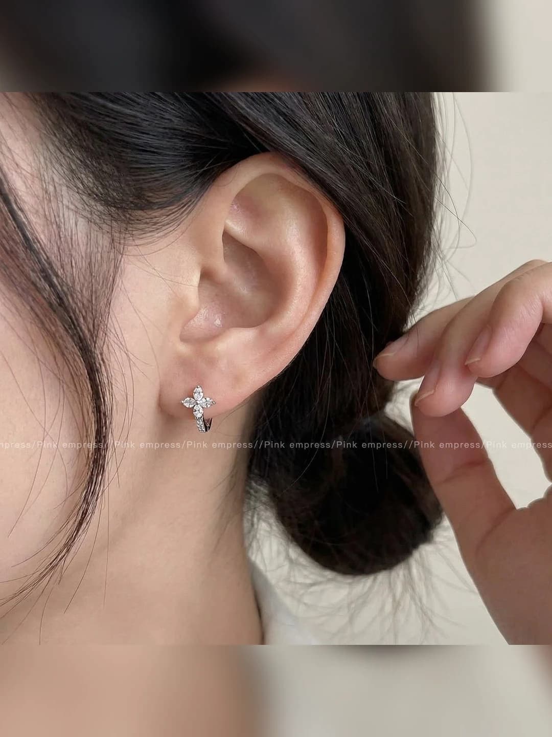 1#1 pair - Silver 4.5MM flower ear clips