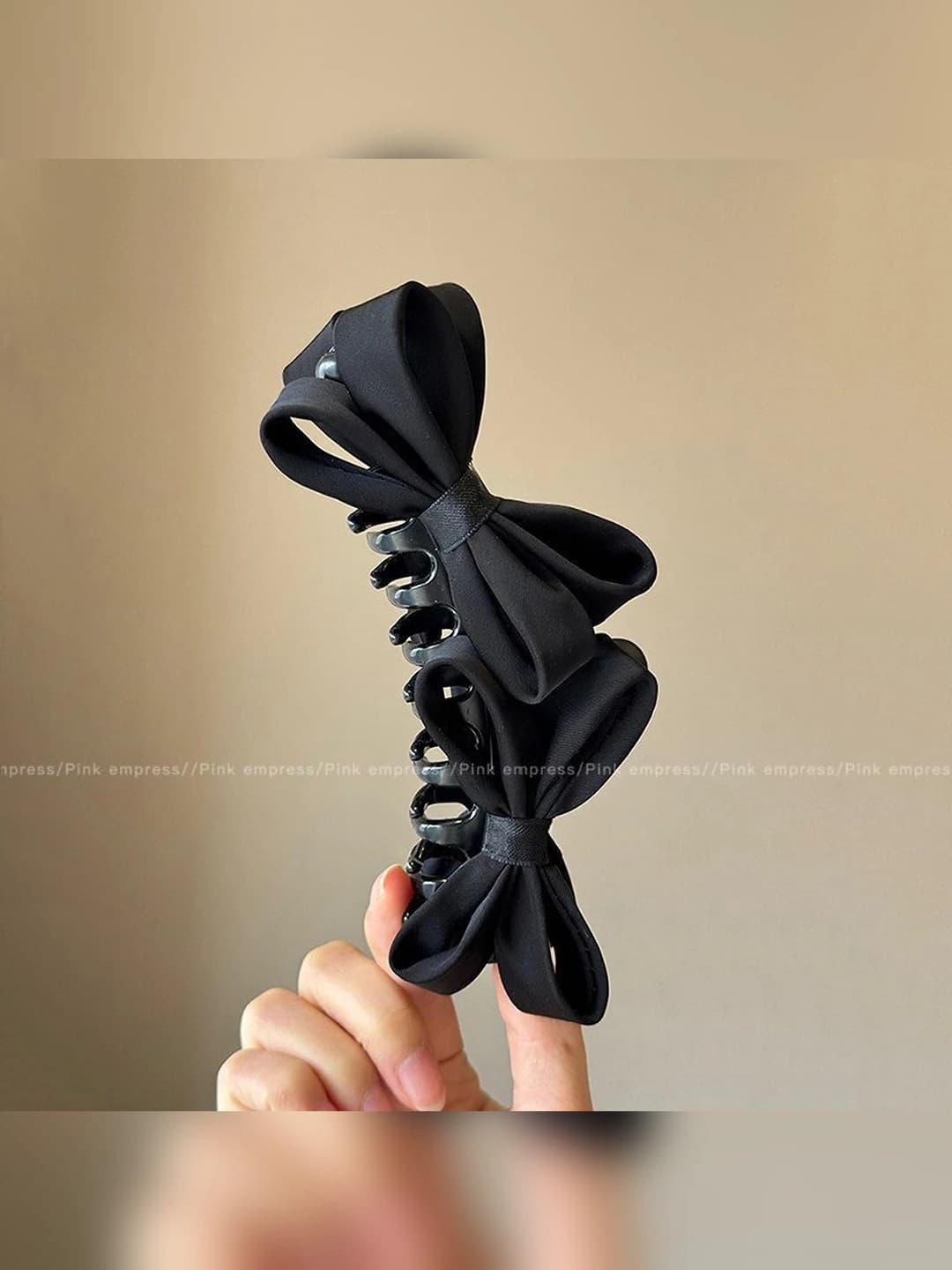 4# [Black] Satin bow banana clip approx 13 cm