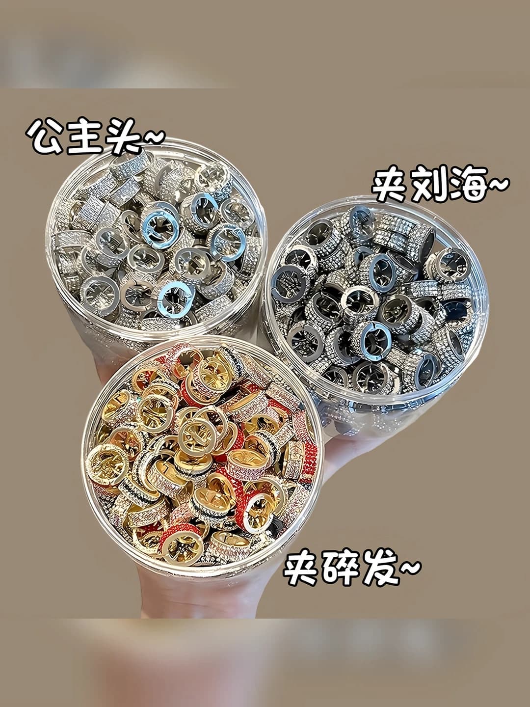 Women's round metal rhinestone hair clips, 2026