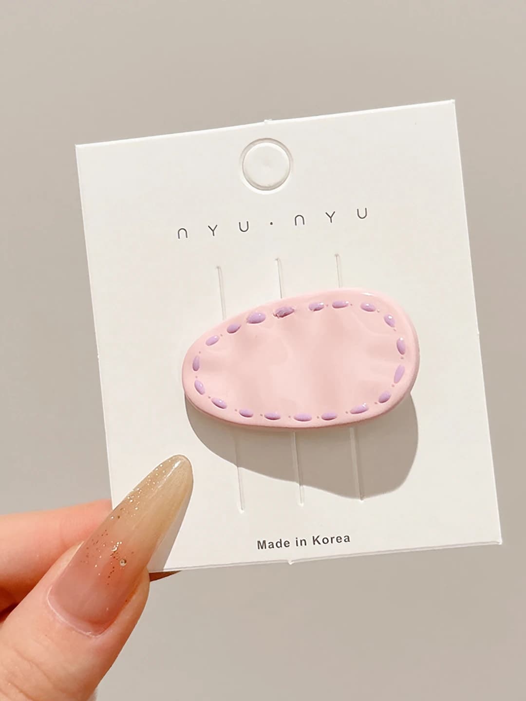 Pink polka dot oval