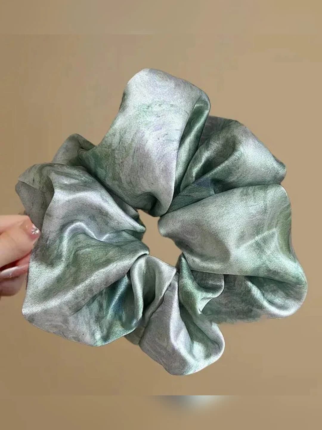 Tie-dye, satin, green, 12 cm