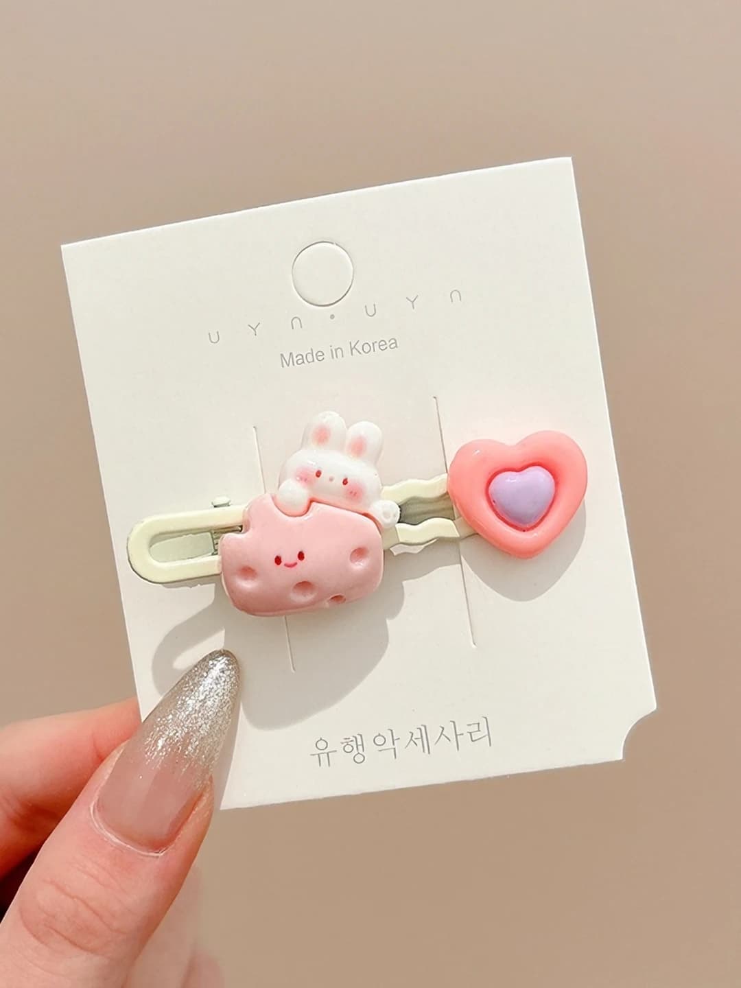 10# Rabbit heart hair clip - 6 cm