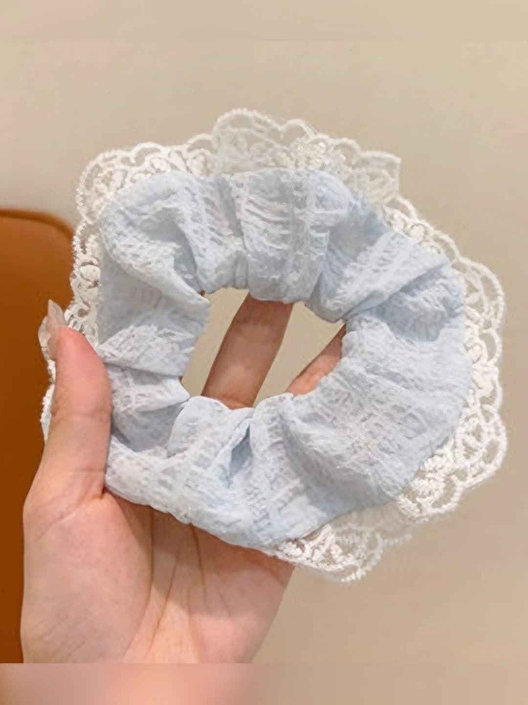 Blue lace scrunchie 10 cm
