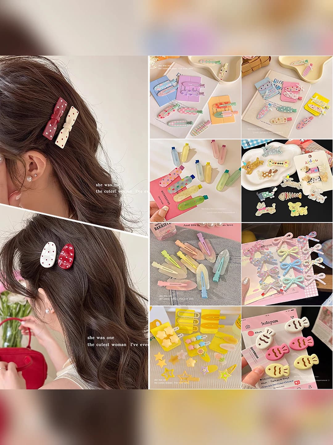 Seamless hair clips for girls: plastic, cartoon fruit and duck-bill style, for side hair