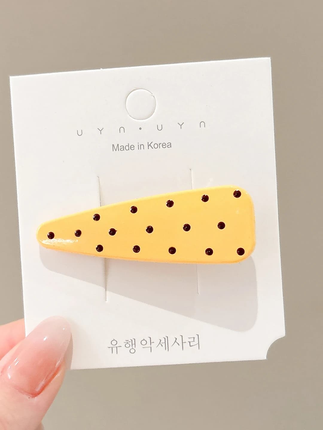 1 pc; 1# yellow polka dot clip ~5.7 cm