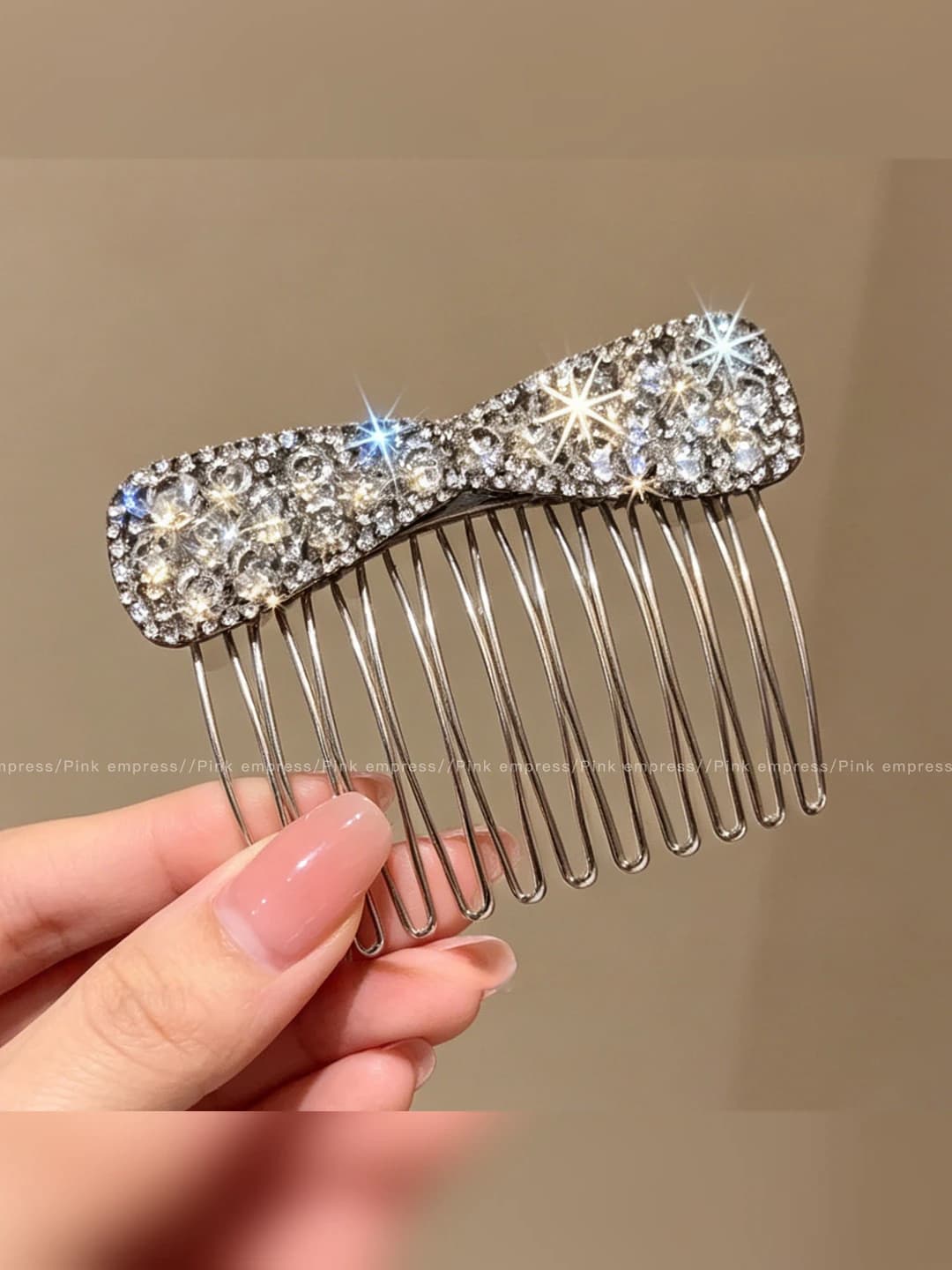 Silver, rhinestone, 7 cm