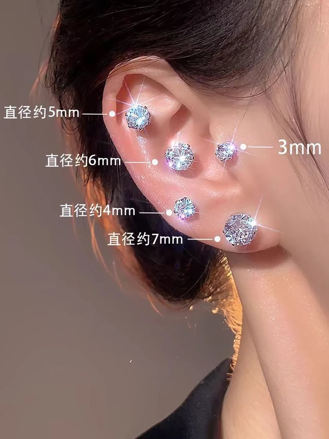 4# Large zircon studs 6mm