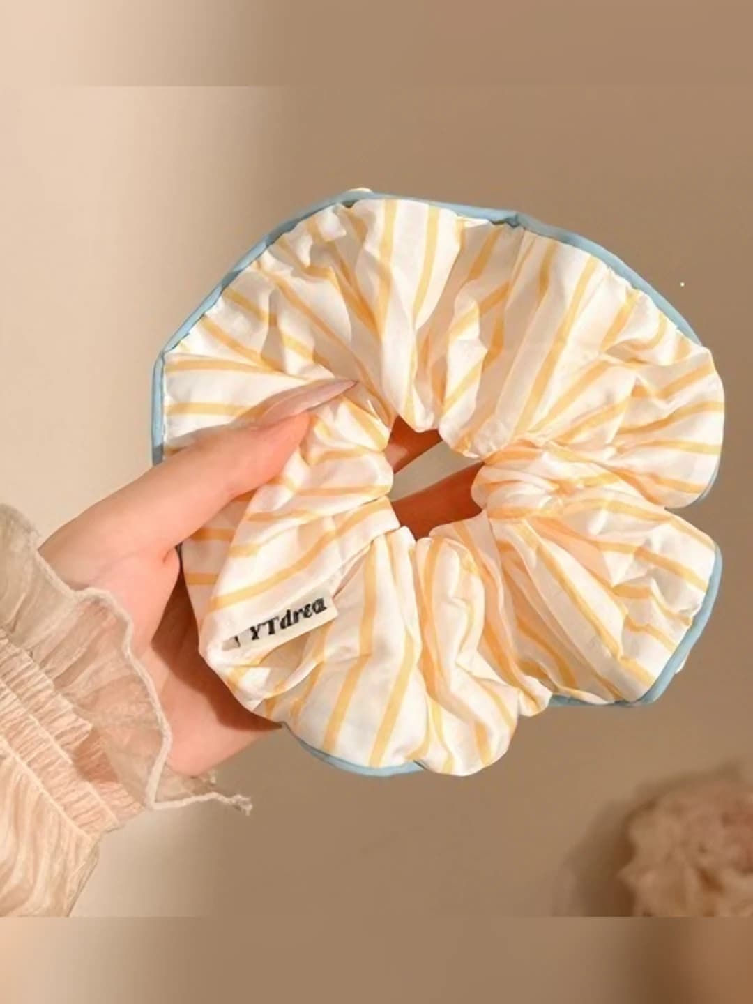 1# Yellow striped scrunchie