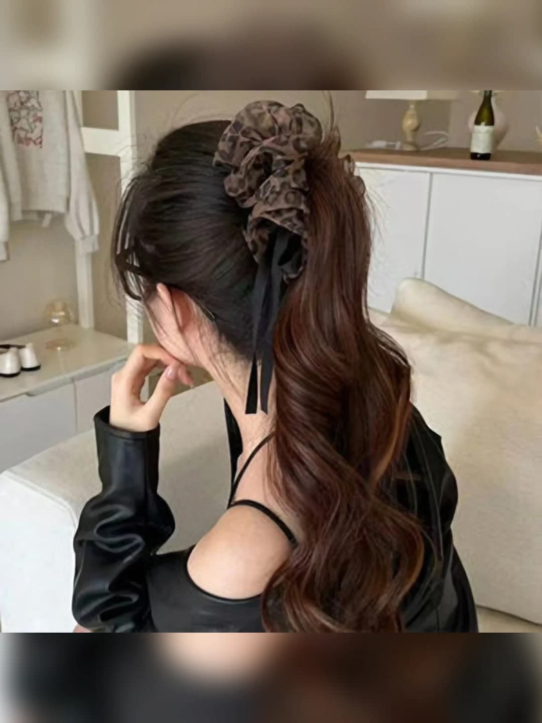 2# Brown leopard banana clip (approx. 13 cm)