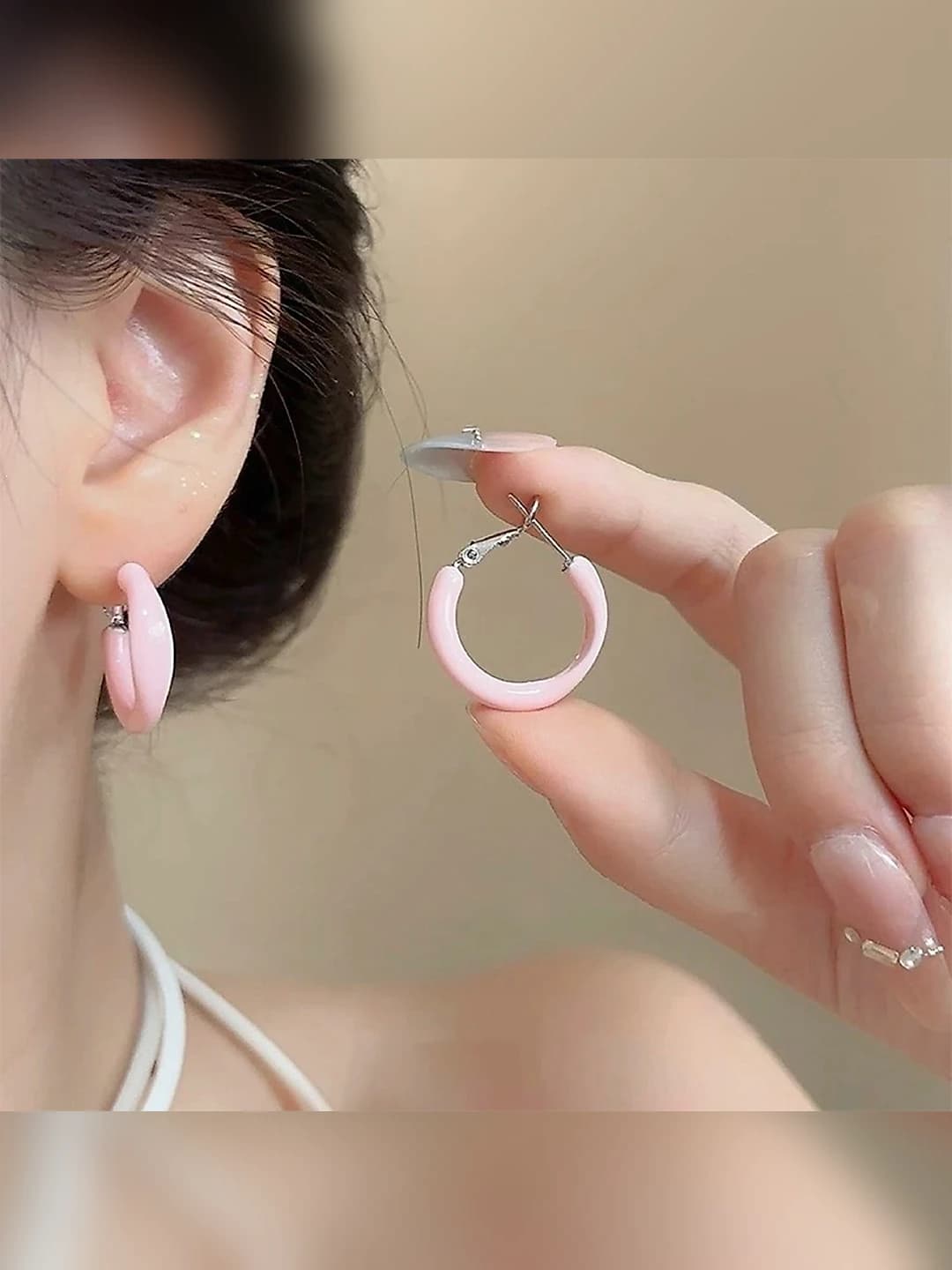 2# Pink drop earrings pair