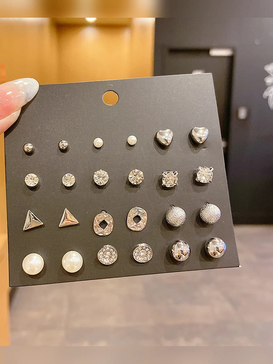 12-piece earring set, silver