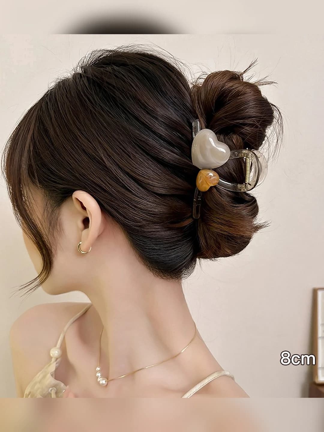 9# (Средний) Кофейный прозрачный сердечко зажим 8cm