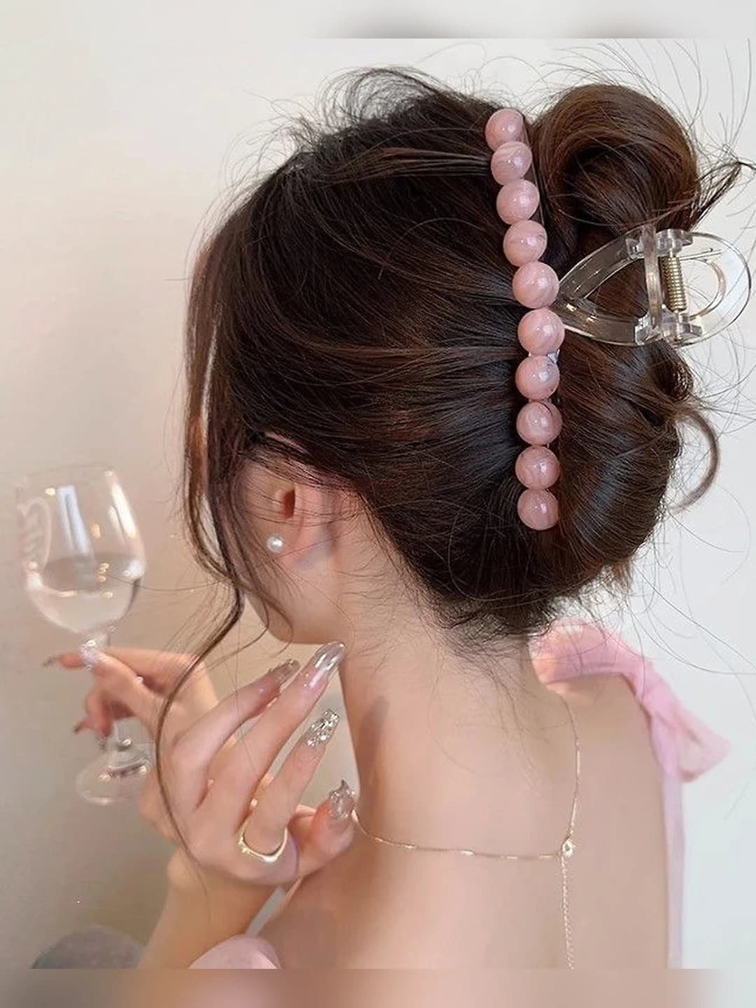 3# Pink jelly claw clip ~13 cm