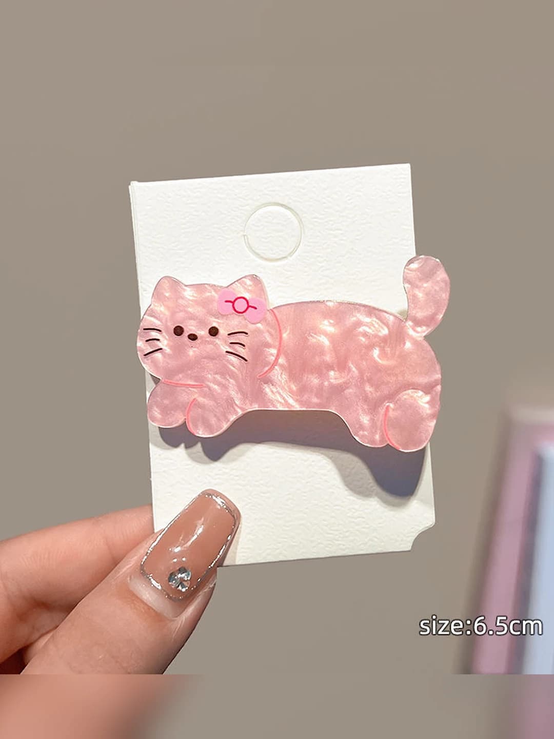2# Pink cat hair clip 5.5cm