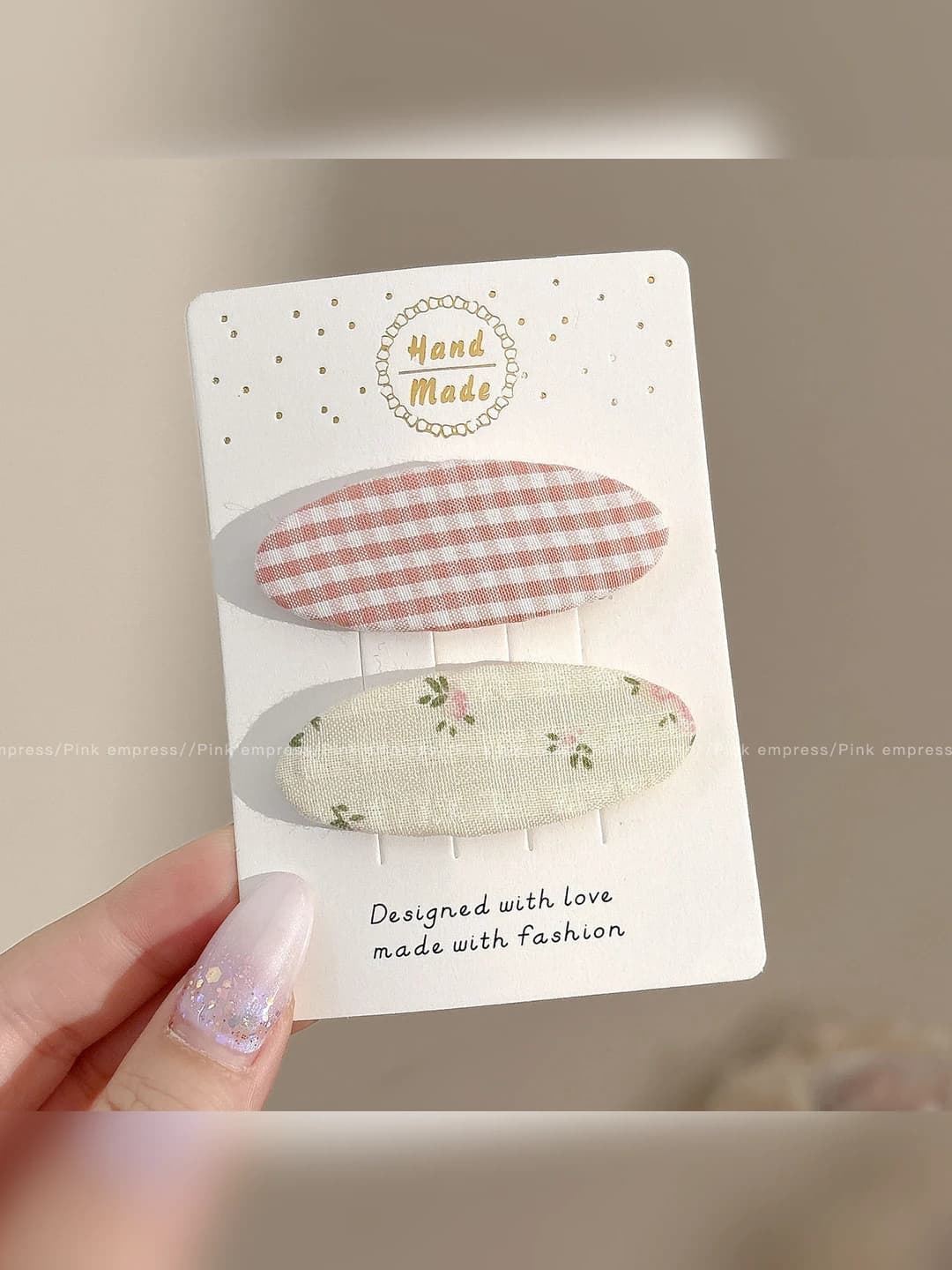 11# Pink floral plaid BB, 5.5 cm