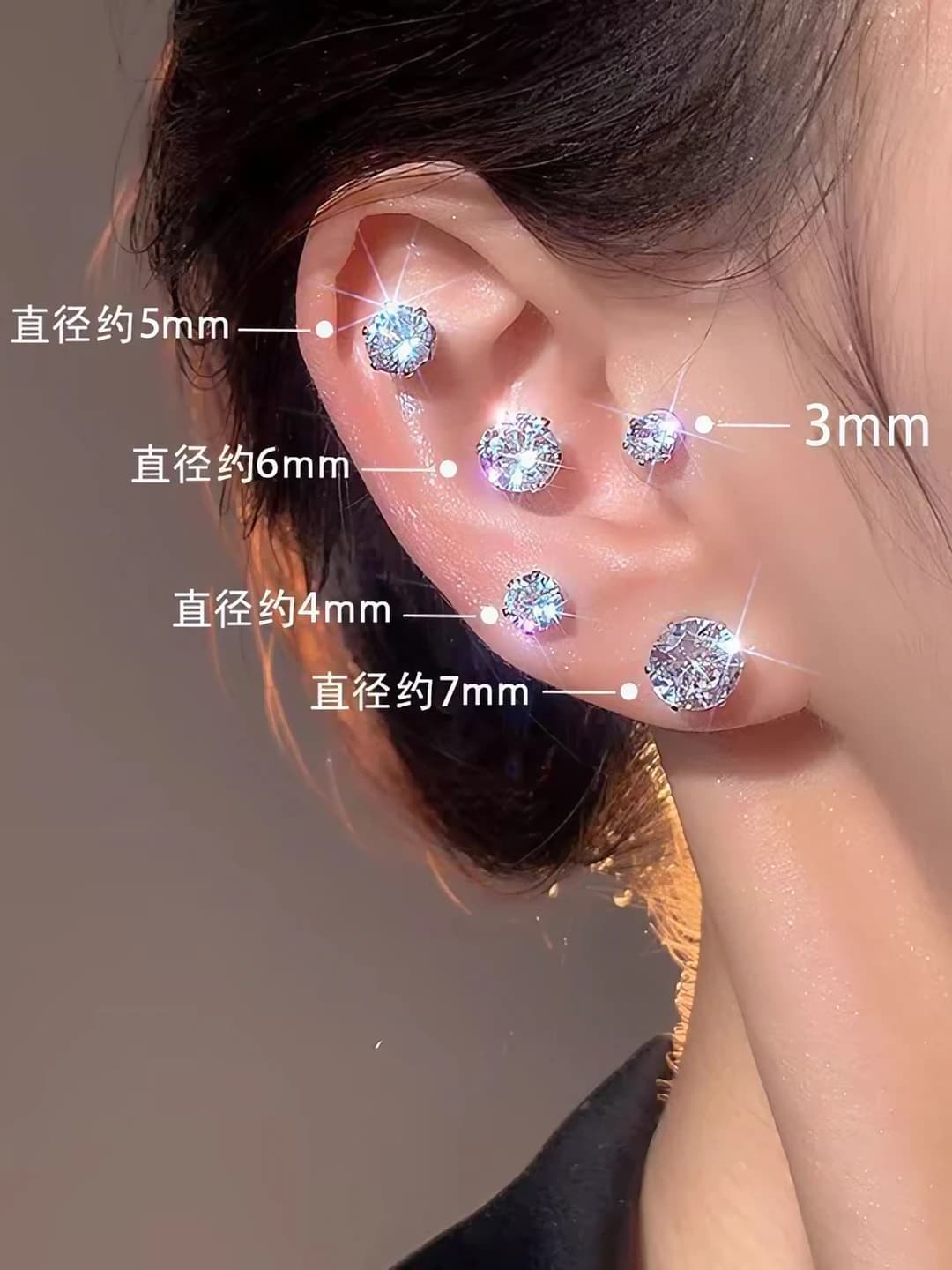 4# Large zircon studs 6mm