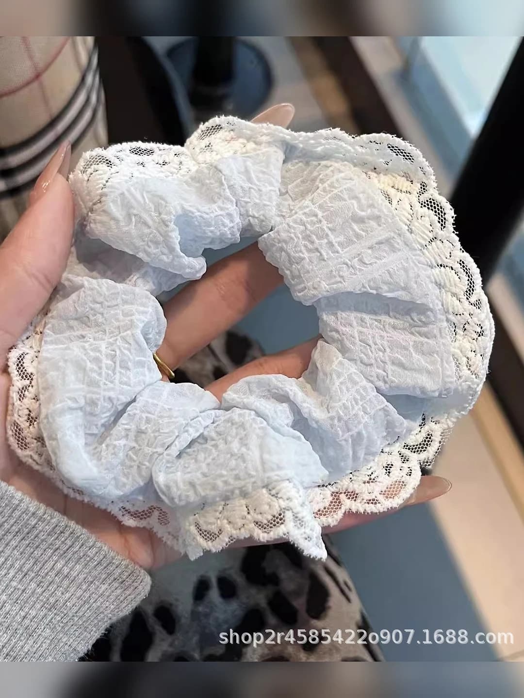 [13] Lace blue hair tie 10 cm