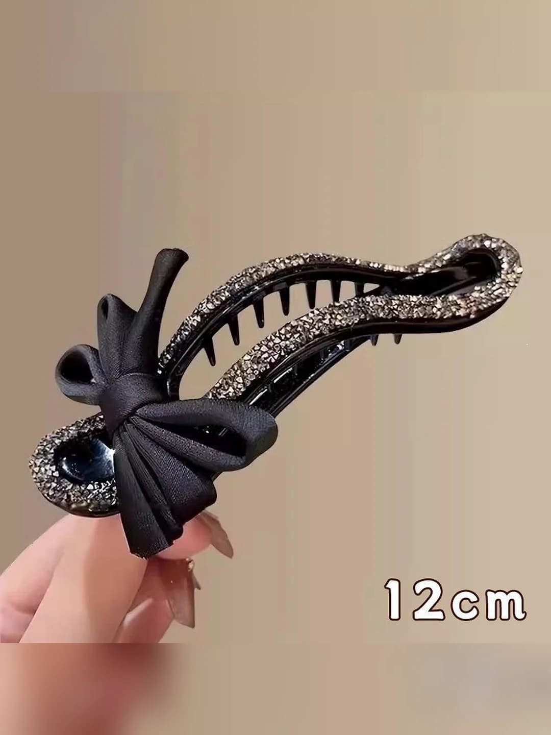 1# Black bow clip - 11.5 cm
