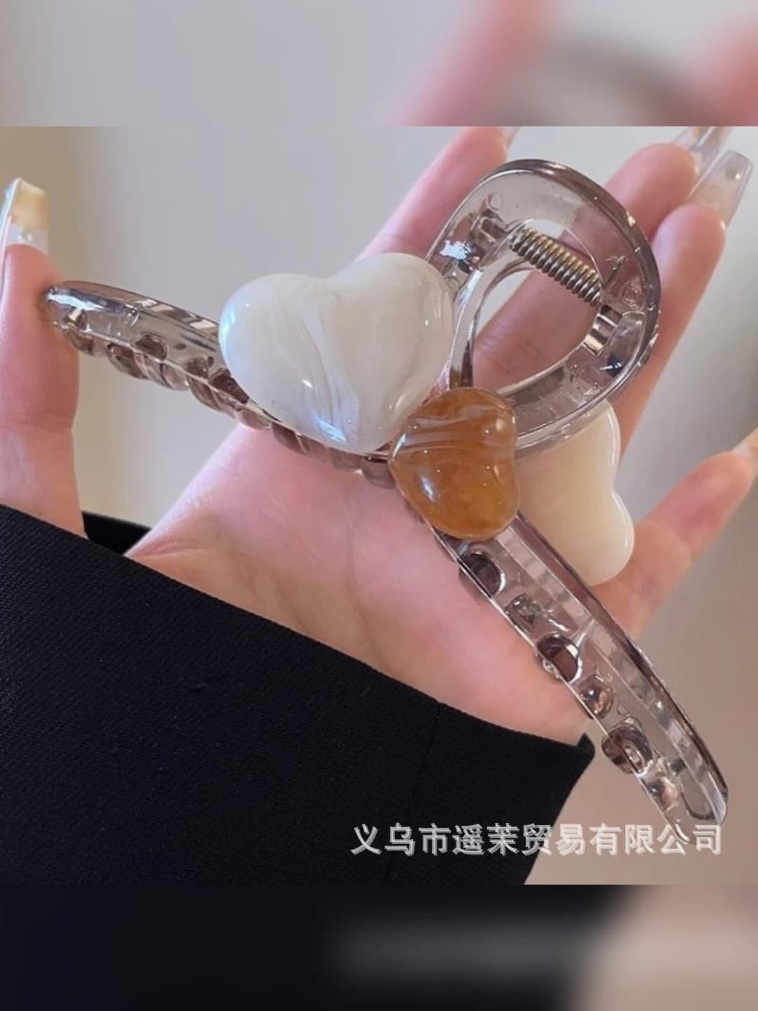 4# (Large) Off-white clear heart clip 12.5cm