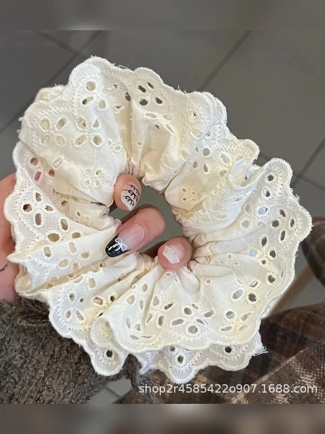 Off-white lace double layer 12 cm