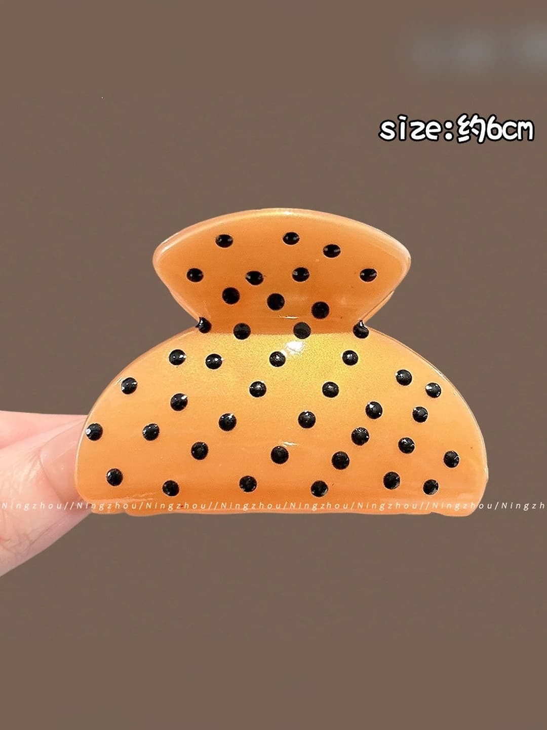 3# Caramel polka dot clip ~6 cm