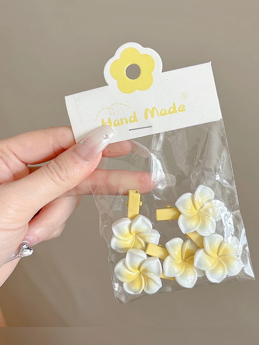 Mini plumeria klipsi, 5 dona