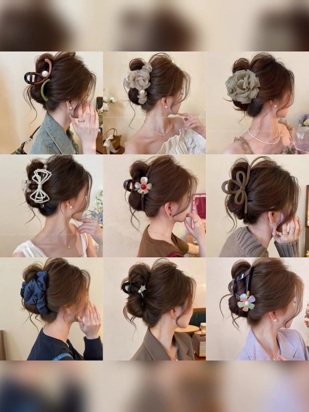 Women's hair clips and combs: large claw clip, heart, star and geometric design elements, mixed material, 2026