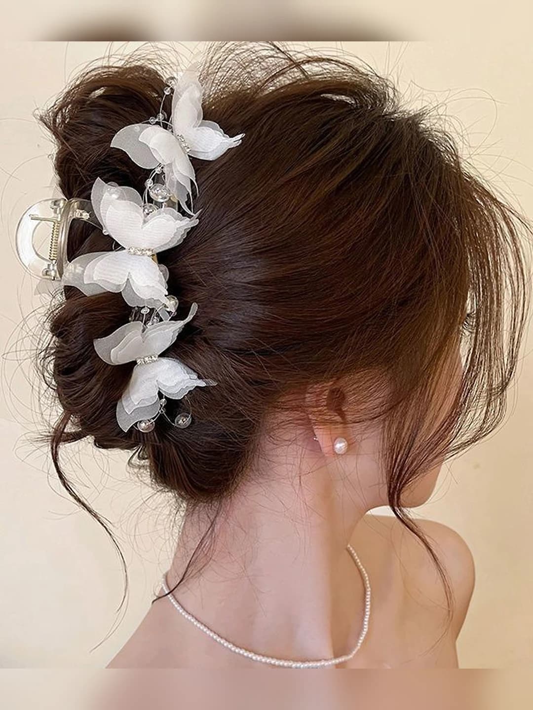 White butterfly clip 13 cm