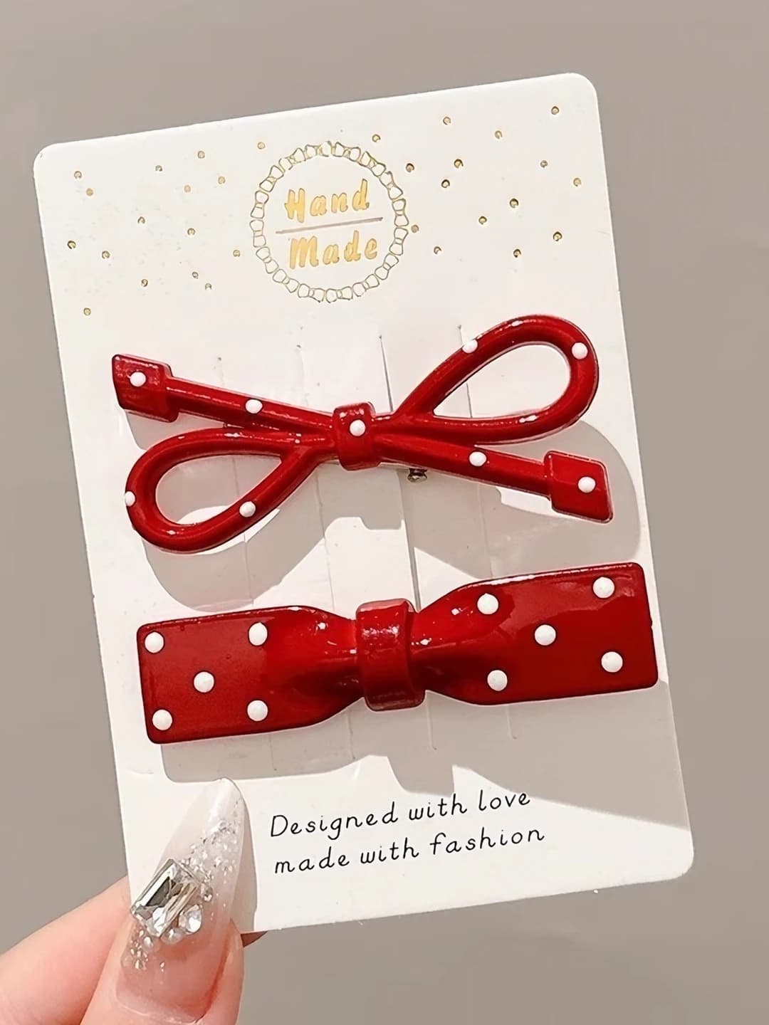 2# Red polka dot pair 5 cm