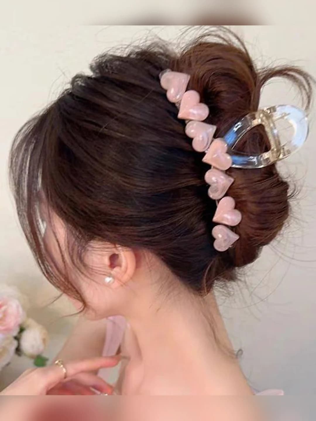 8# Pink heart clip large-13 cm