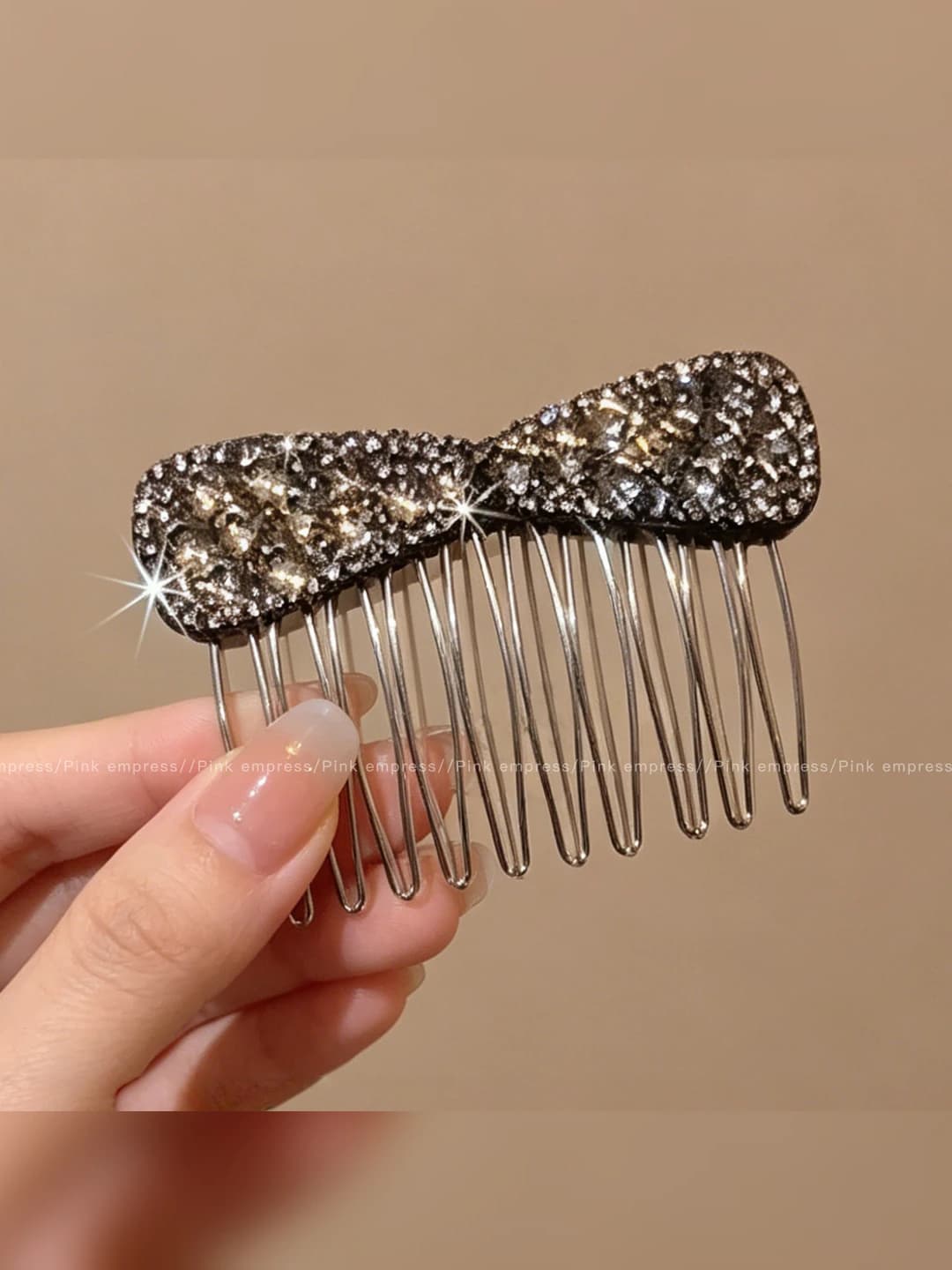 Black, rhinestone, 7 cm