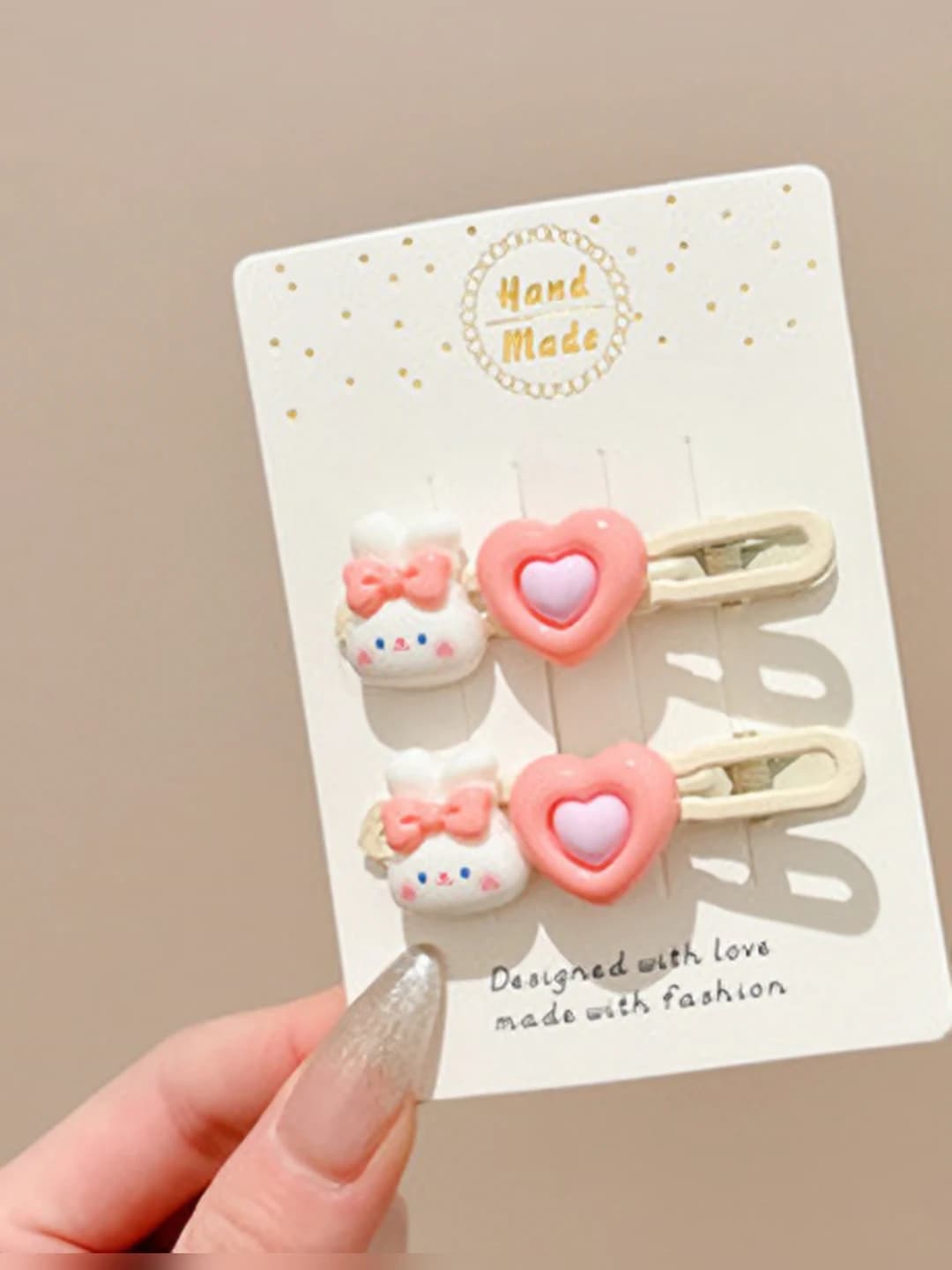 8# Bunny hearts, 1 pair, 6 cm