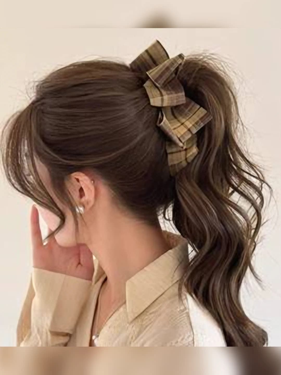 2# Coffee plaid clip ~15 cm