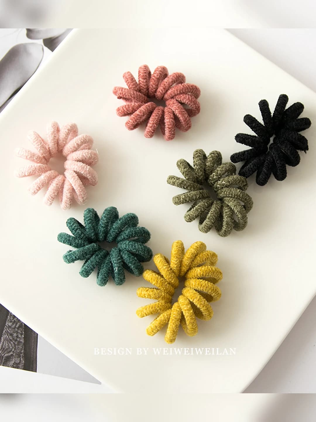 Women's telephone cord hair ties, Morandi colors, seamless, stretch, simple style