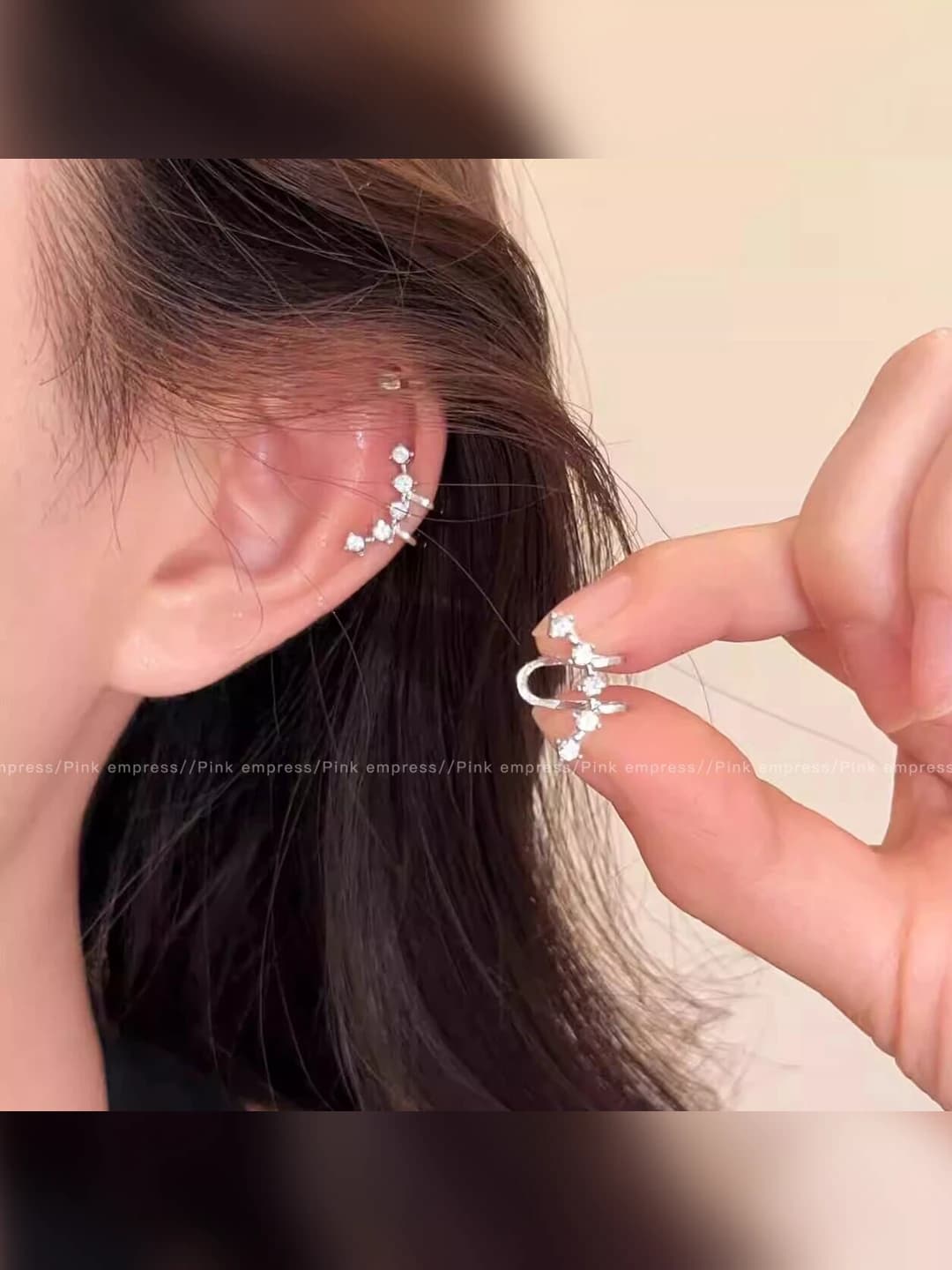 1# Multi-stone zircon ear clips [pair]