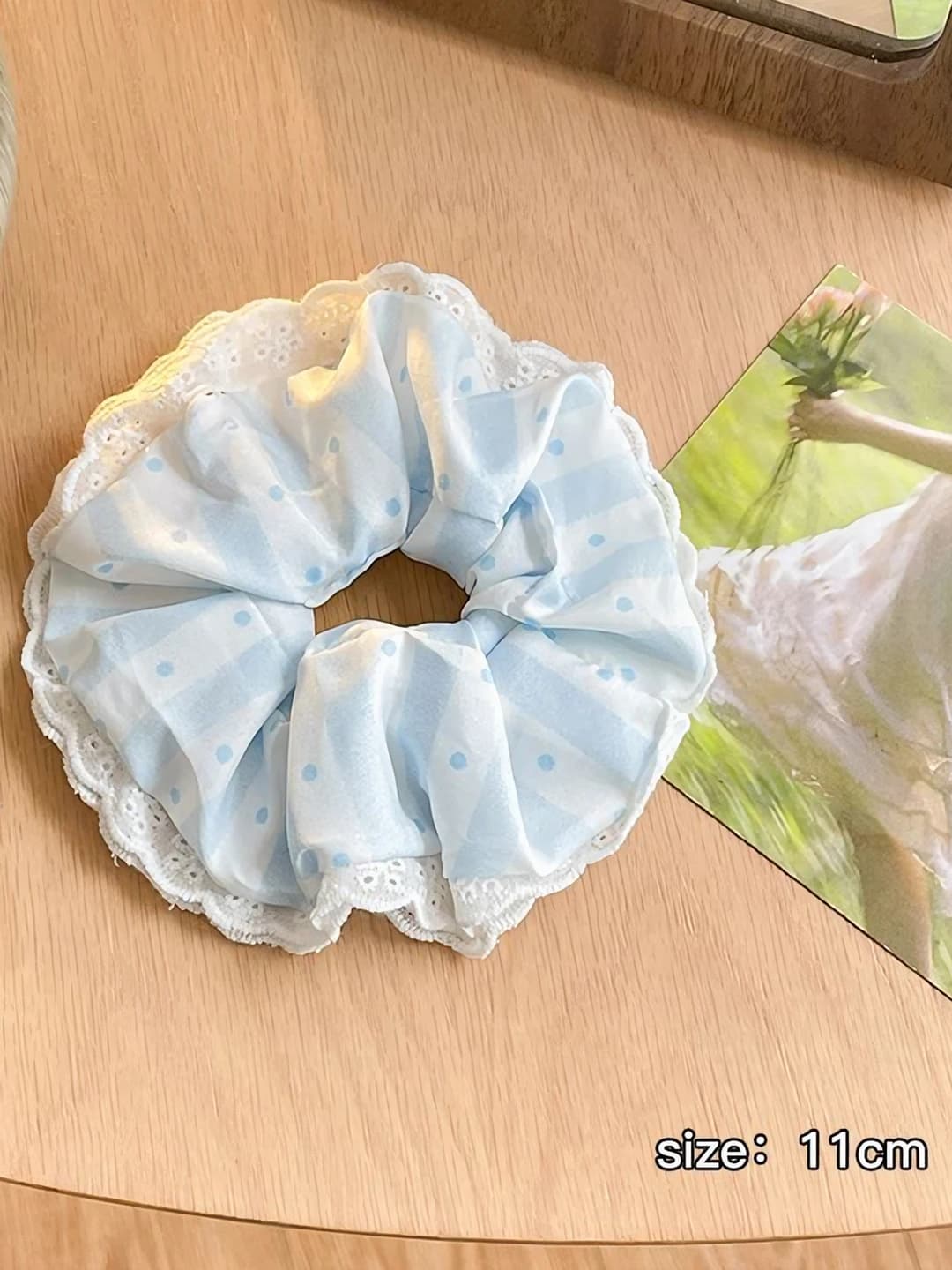 1# Blue polka dot lace